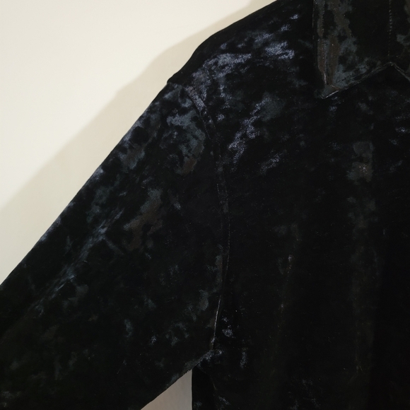 VTG Clio Black Burnout Velvet Button-Up Shirt King Sleeve Sz SML Y2K Whimsigoth - Picture 5 of 11